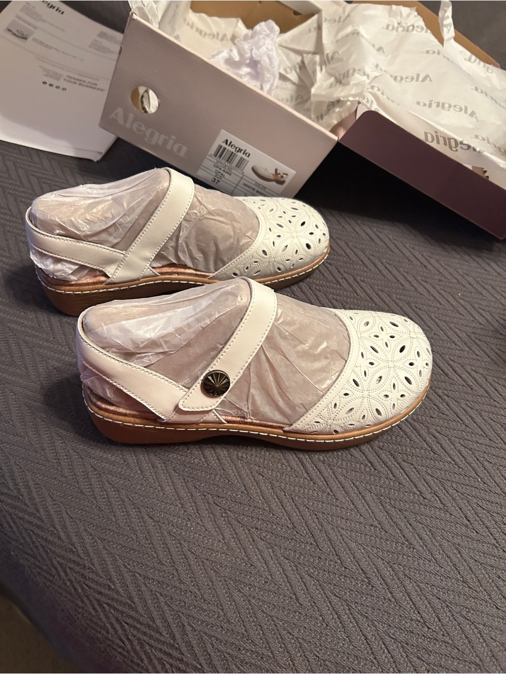 Alegria Women's White Perforated Mary Jane Clog